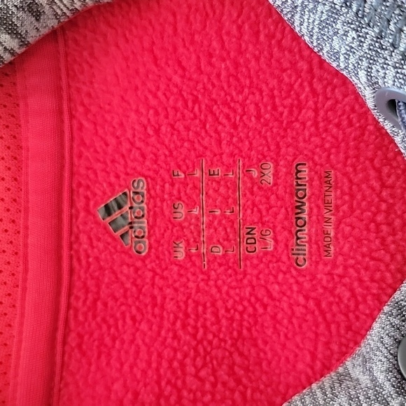 Adidas | Climawarm Red & Gray Logo Hoodie Sweatshirt Size Large - Picture 5 of 5